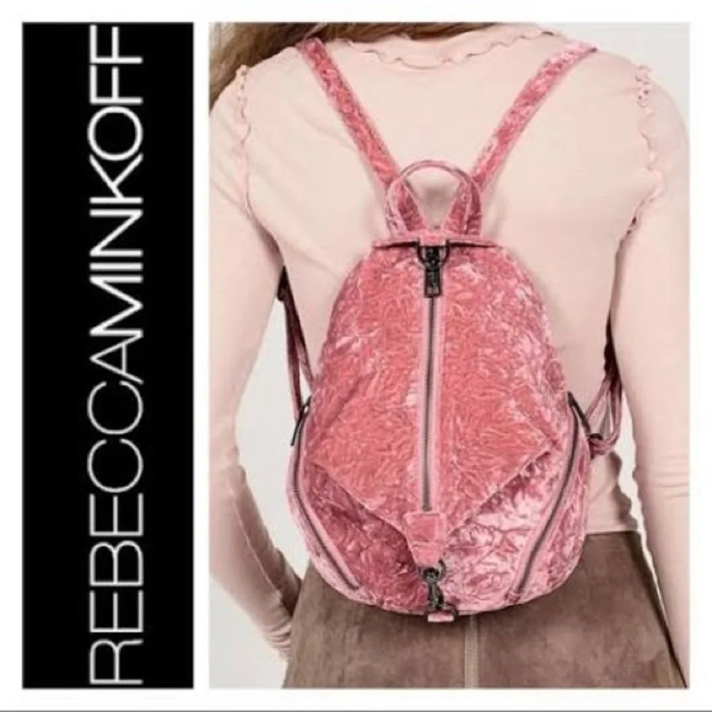 Rebecca Minkoff Julian Velvet Pink Backpack